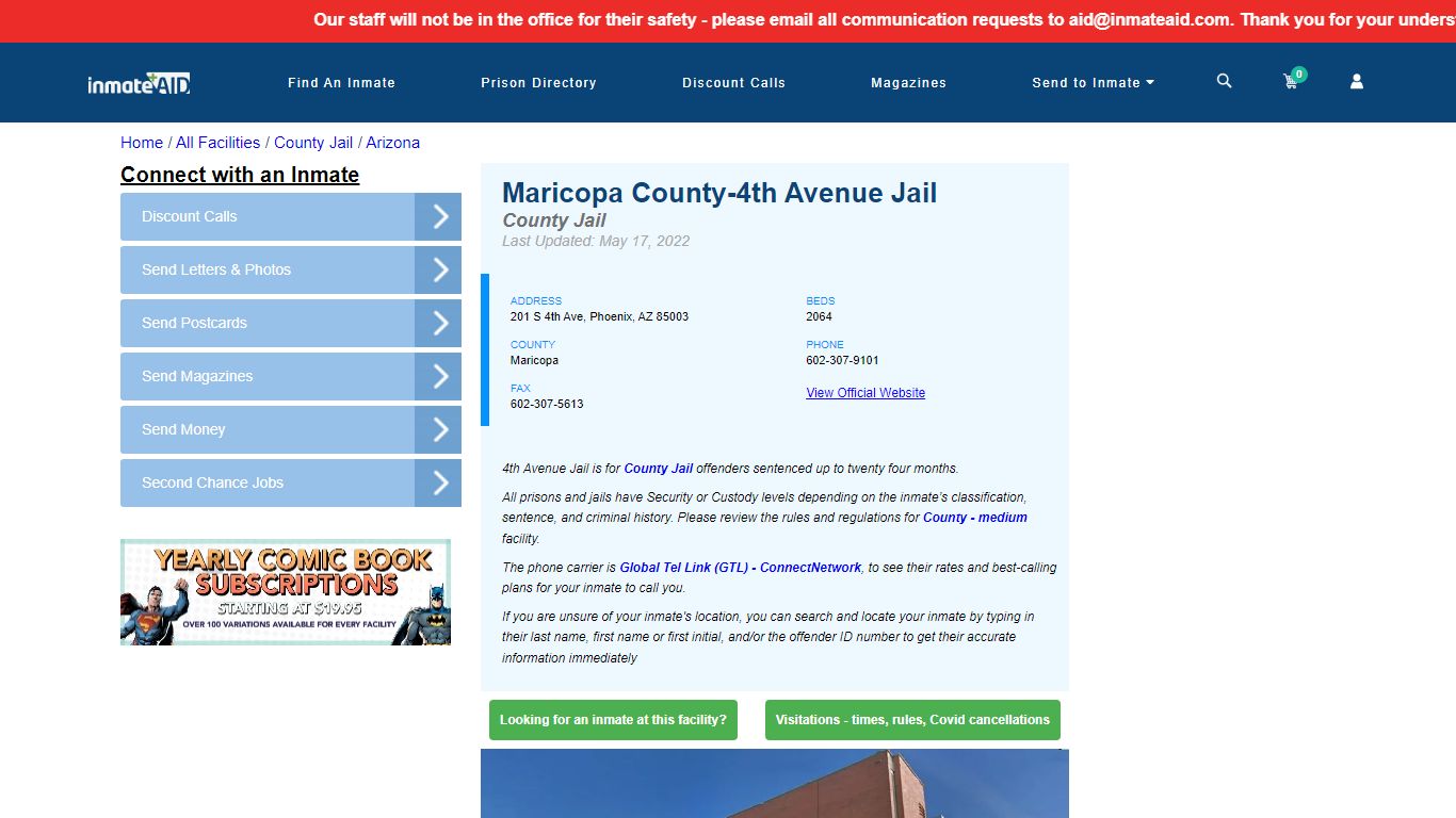 Maricopa County-4th Avenue Jail - Inmate Locator - Phoenix, AZ