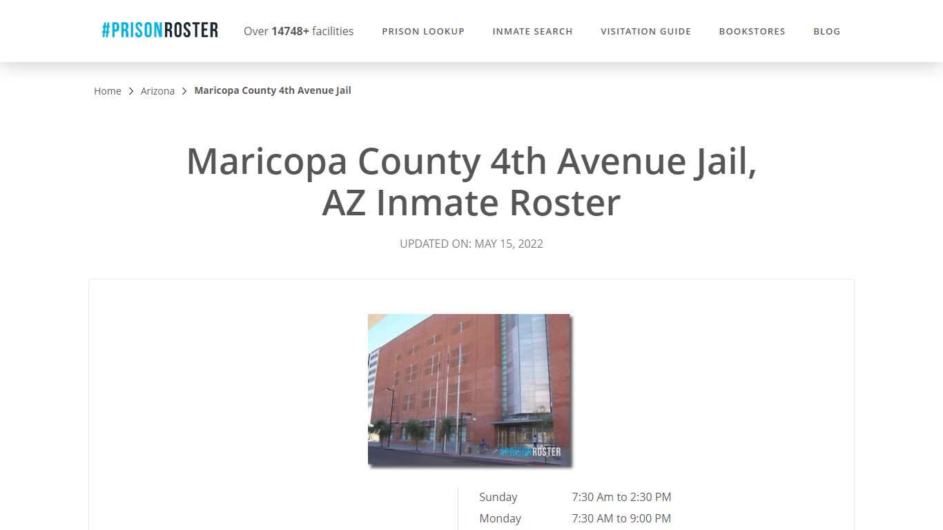 Maricopa County 4th Avenue Jail, AZ Inmate Roster