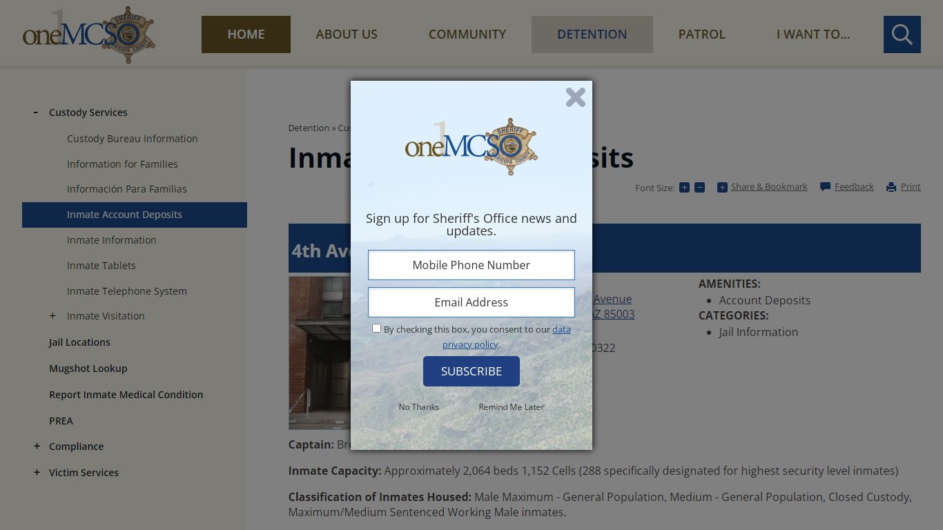 Inmate Account Deposits - Maricopa County Sheriff's Office